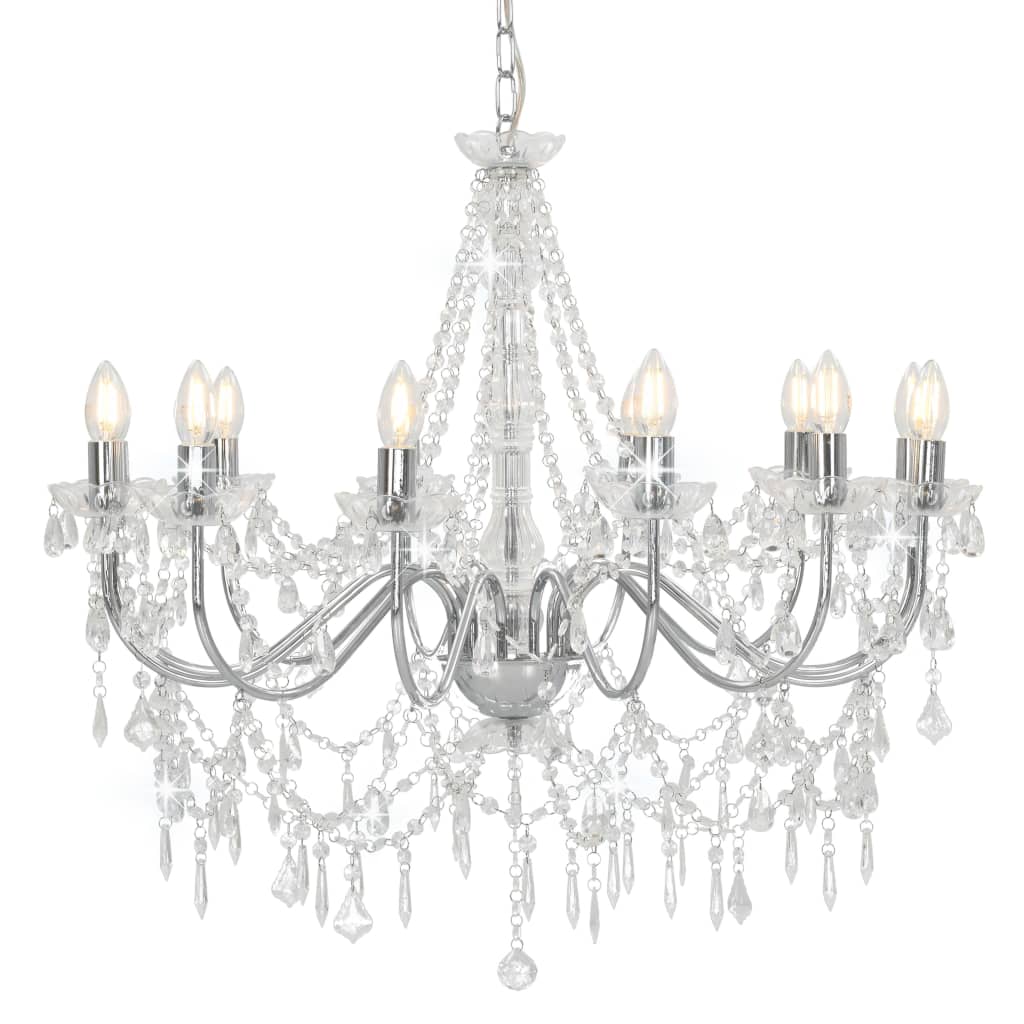 vidaXL Beaded Chandelier 12xE14 white
