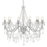 vidaXL Beaded Chandelier 12xE14 white
