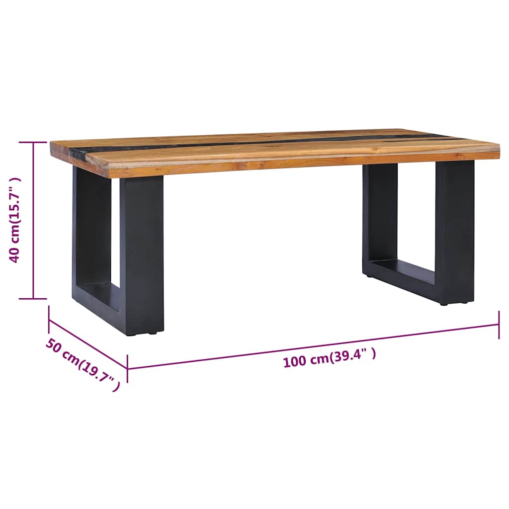 vidaXL Salontafel 100x50x40 cm massief teakhout en polyresin