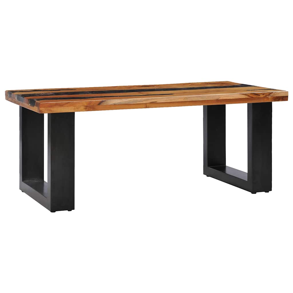 vidaXL Salontafel 100x50x40 cm massief teakhout en polyresin