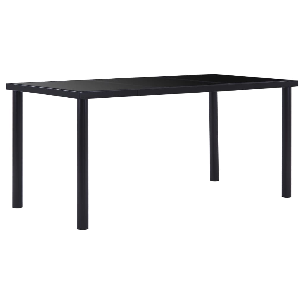 vidaXL Dining Table 120x60x75 cm Tempered Glass Black