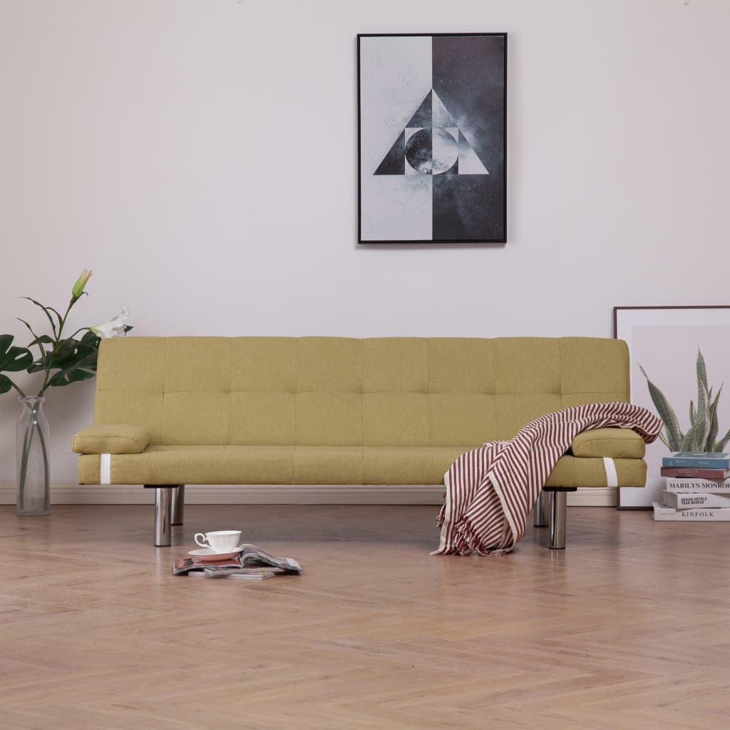 vidaXL Slaapbank met twee kussens polyester donkergrijs