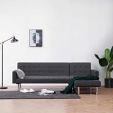 vidaXL L-shaped Sofa Bed Polyester Dark Grey