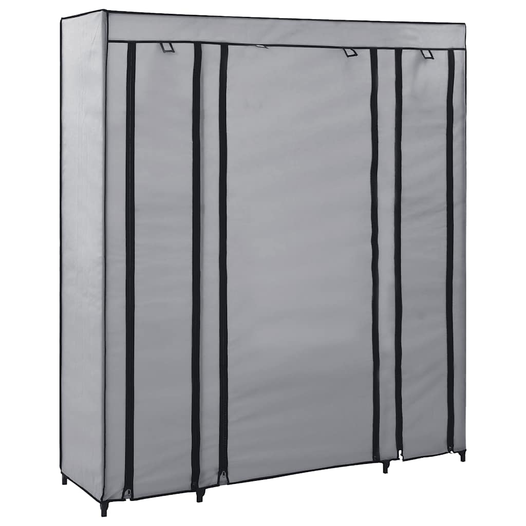vidaXL Kledingkast met vakken en stangen 150x45x176 cm stof crème