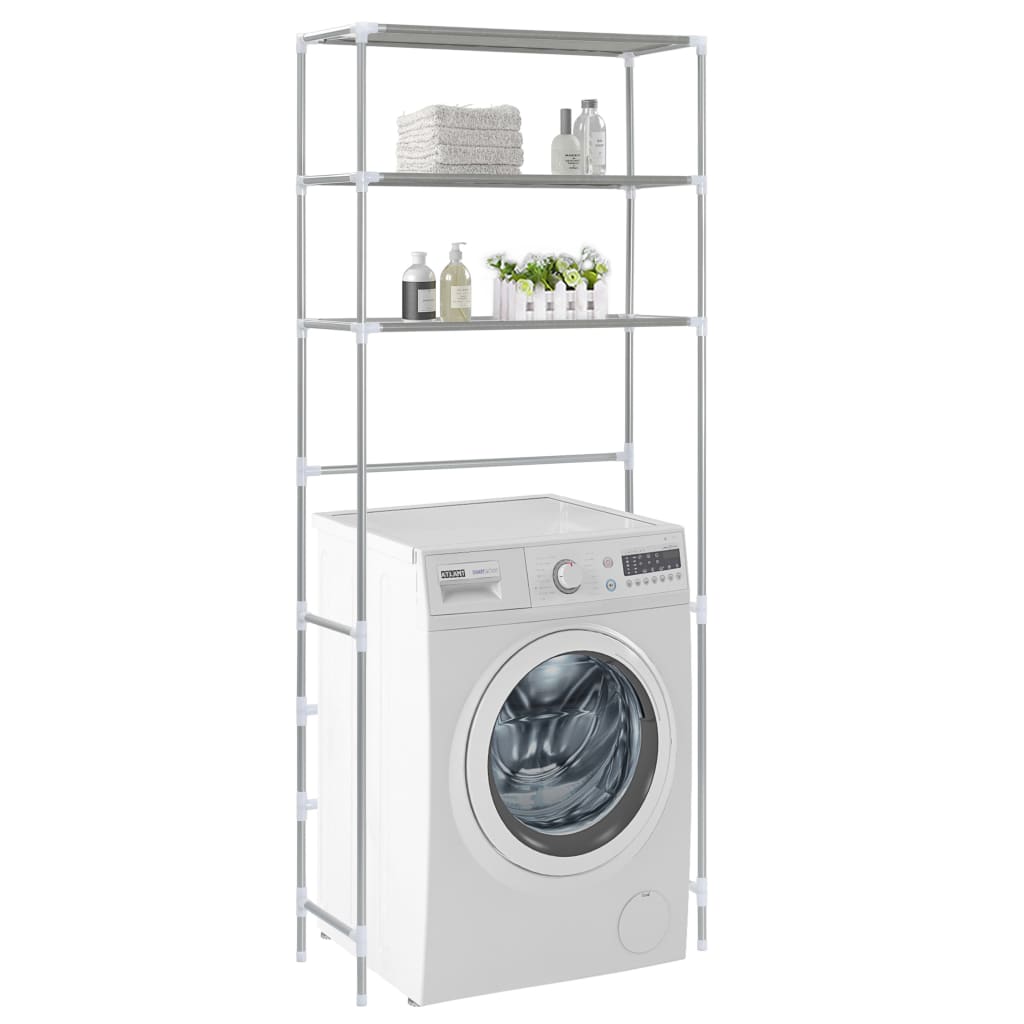 vidaXL Opbergrek voor boven toilet 3-laags 53x28x169 cm argenté