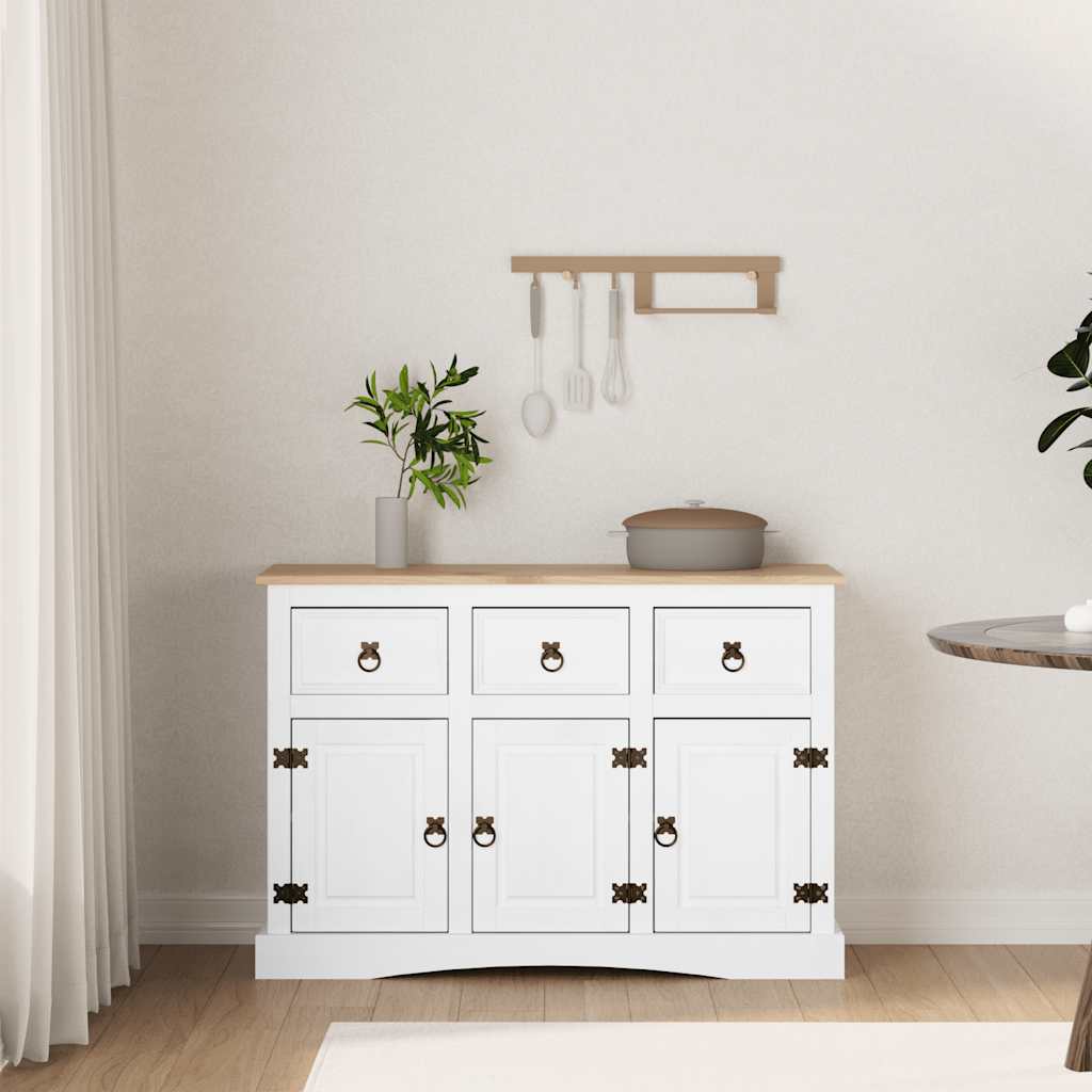 vidaXL Dressoir 132x43x78 cm Mexicaans grenenhout Corona-stijl wit