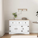 vidaXL Dressoir 132x43x78 cm Mexicaans grenenhout Corona-stijl wit
