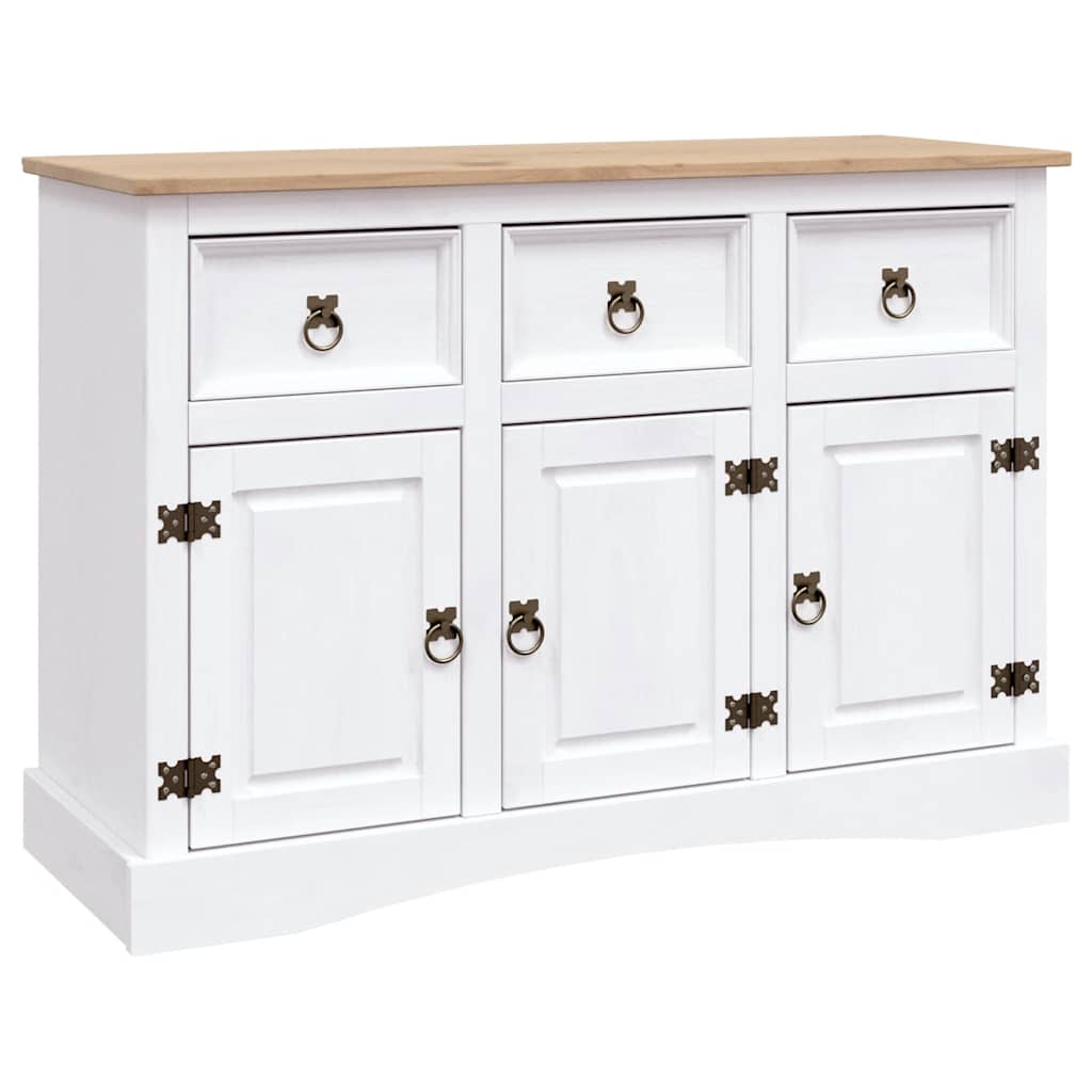vidaXL Dressoir 132x43x78 cm Mexicaans grenenhout Corona-stijl wit