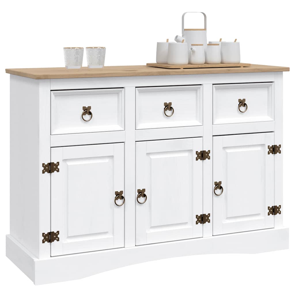 vidaXL Dressoir 132x43x78 cm Mexicaans grenenhout Corona-stijl wit