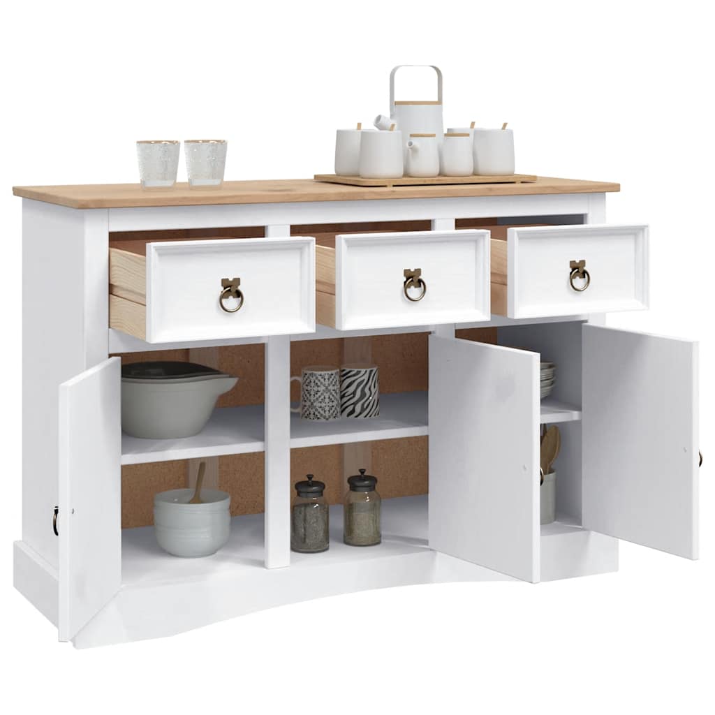 vidaXL Dressoir 132x43x78 cm Mexicaans grenenhout Corona-stijl wit