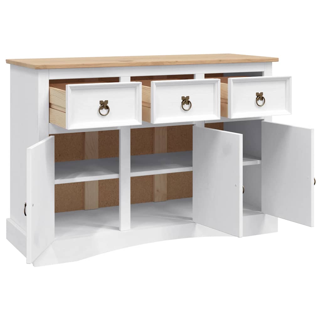 vidaXL Dressoir 132x43x78 cm Mexicaans grenenhout Corona-stijl wit