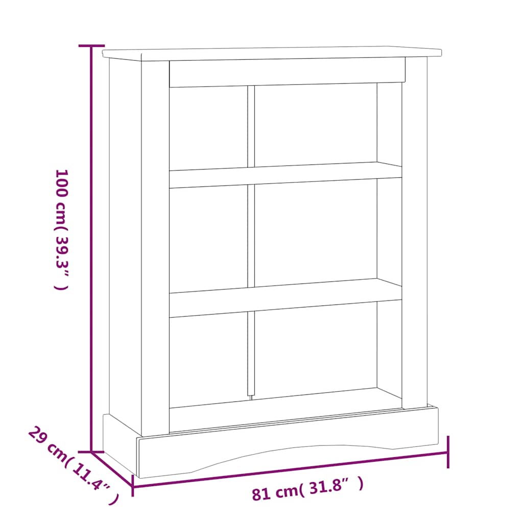 vidaXL Boekenkast 3 schappen 81x29x100 cm grenenhout Corona-stijl wit