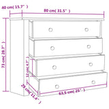 vidaXL Bijzetkast Panama Range 80x40x73 cm grenenhout