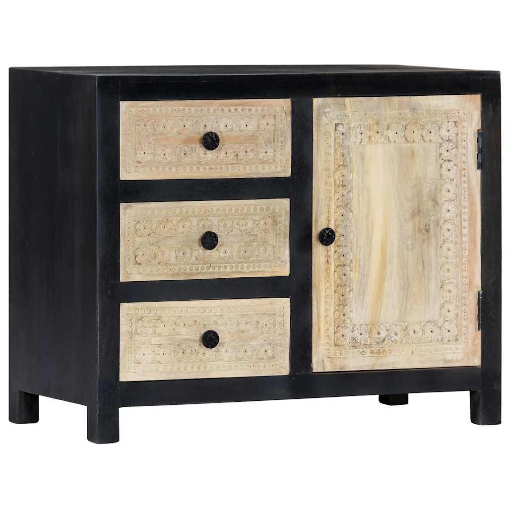 vidaXL Bijzetkast handgesneden 75x35x60 cm massief mangohout grijs