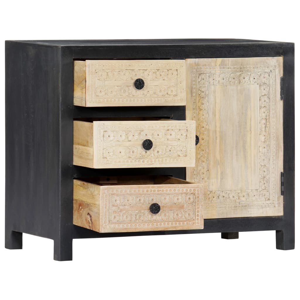 vidaXL Bijzetkast handgesneden 75x35x60 cm massief mangohout grijs