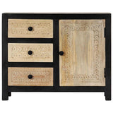 vidaXL Bijzetkast handgesneden 75x35x60 cm massief mangohout grijs