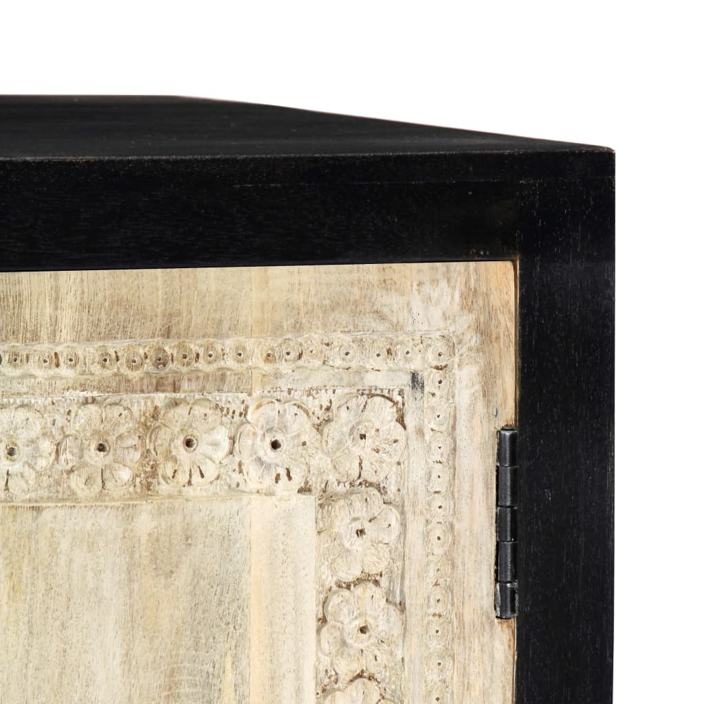 vidaXL Bijzetkast handgesneden 75x35x60 cm massief mangohout grijs
