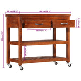 vidaXL Kitchen Trolley 100x48x89 cm Solid Acacia Wood