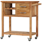 vidaXL Kitchen Trolley 100x48x89 cm Solid Acacia Wood