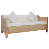 vidaXL 2-Piece Sofa Set with Cushions Natural Rattan