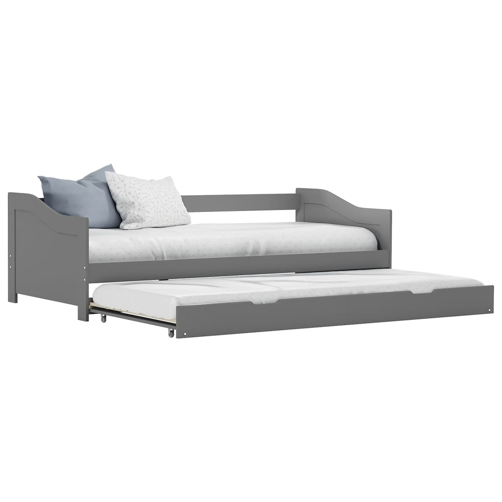 vidaXL Extendable Day Bed Solid Pine White 90x200 cm