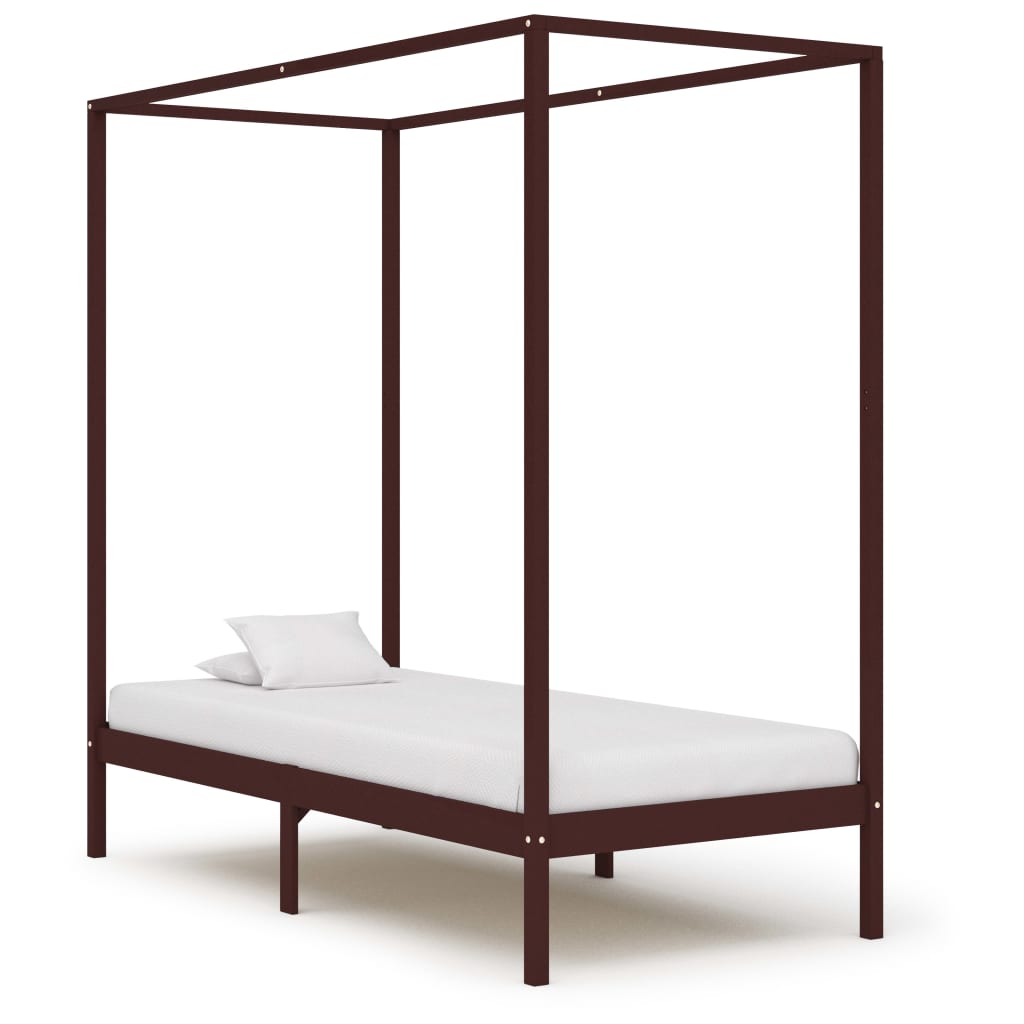 vidaXL Solid Pine Wood Four-Poster Bed Frame 100x200 cm