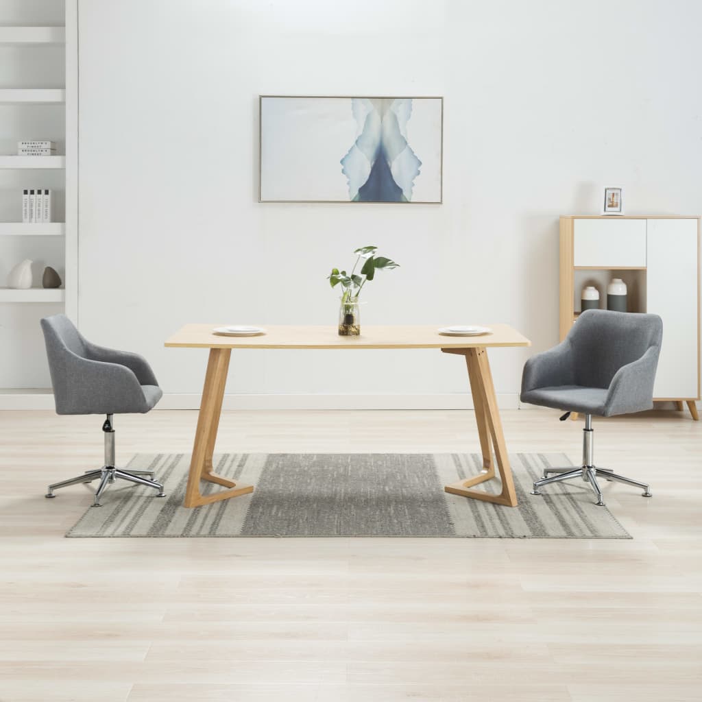 vidaXL Eetkamerstoelen 4 st draaibaar stof lichtgrijs
