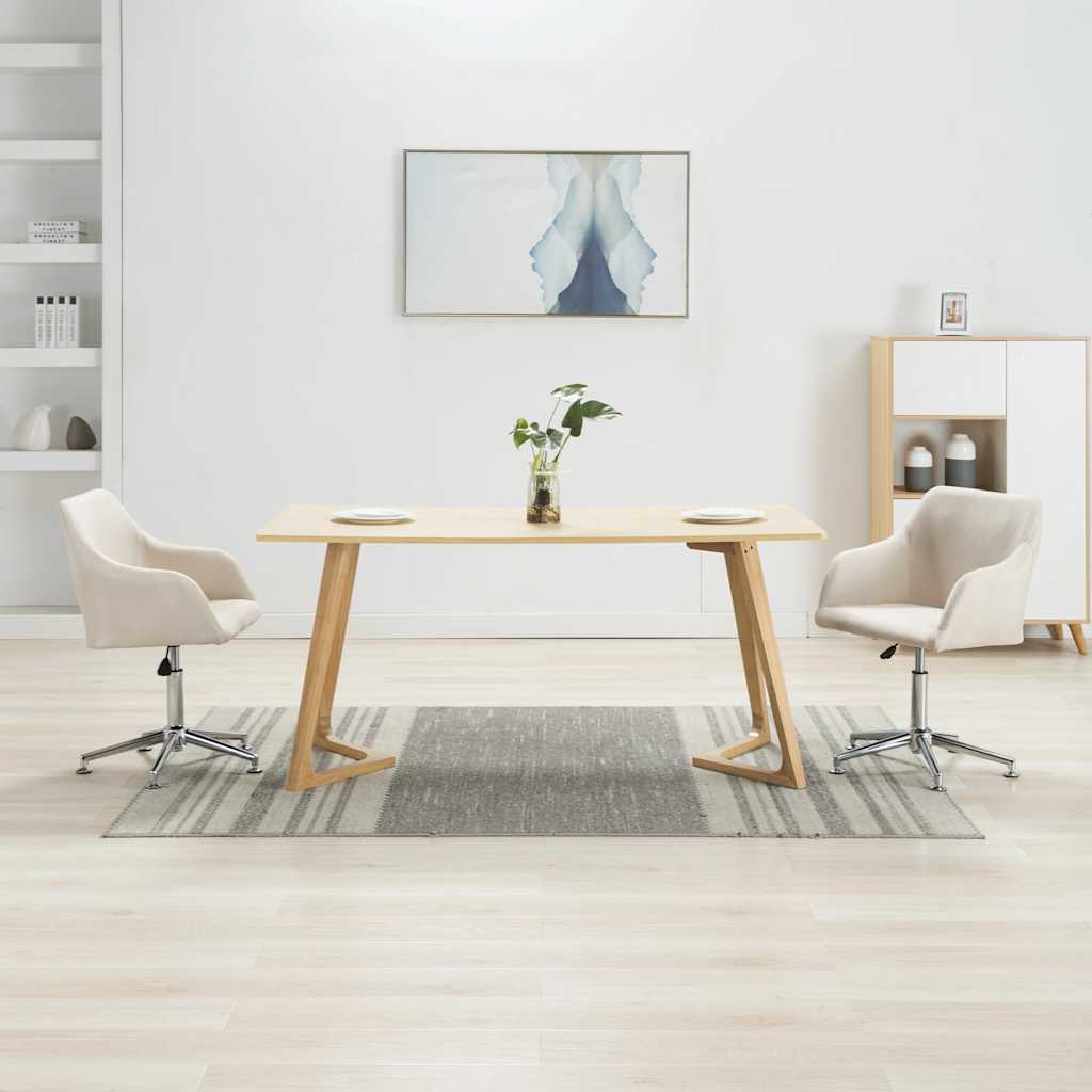 vidaXL Eetkamerstoelen 4 st draaibaar stof lichtgrijs
