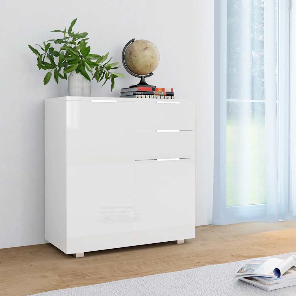 vidaXL Sideboard 71x35x80 cm chipboard high gloss white