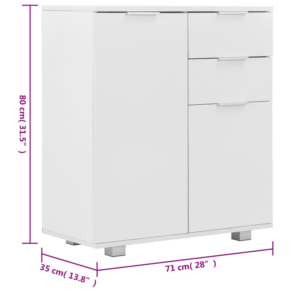 vidaXL Sideboard 71x35x80 cm chipboard high gloss white