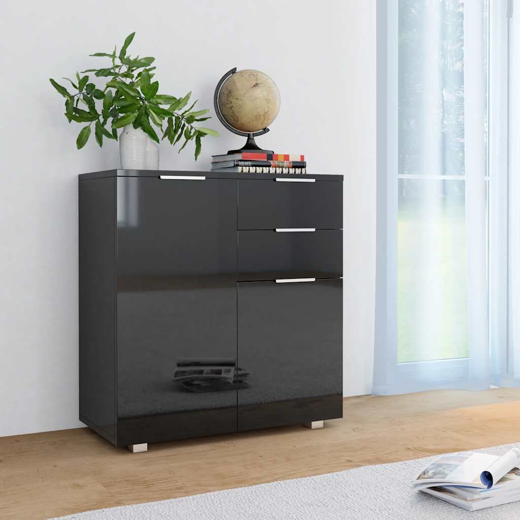 vidaXL Sideboard 71x35x80 cm chipboard high gloss white
