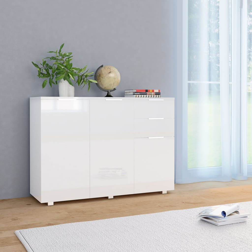 vidaXL Sideboard 107x35x80.5 cm high gloss white