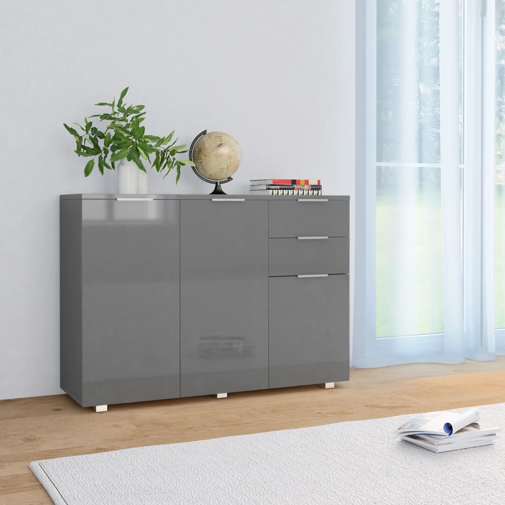 vidaXL Sideboard 107x35x80.5 cm high gloss white