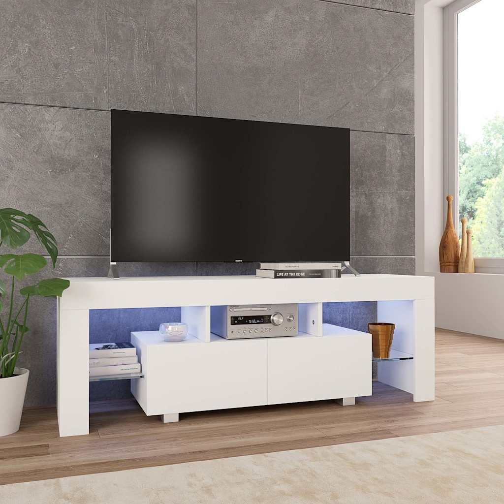 vidaXL Tv-meubel met LED-verlichting 130x35x45 cm hoogglans wit