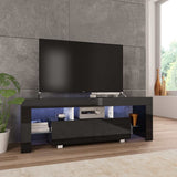 vidaXL Tv-meubel met LED-verlichting 130x35x45 cm hoogglans wit