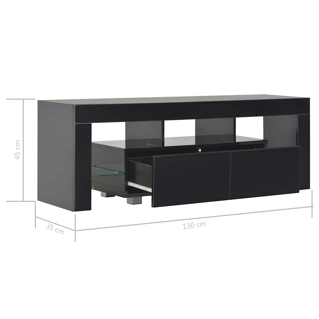vidaXL Tv-meubel met LED-verlichting 130x35x45 cm hoogglans wit