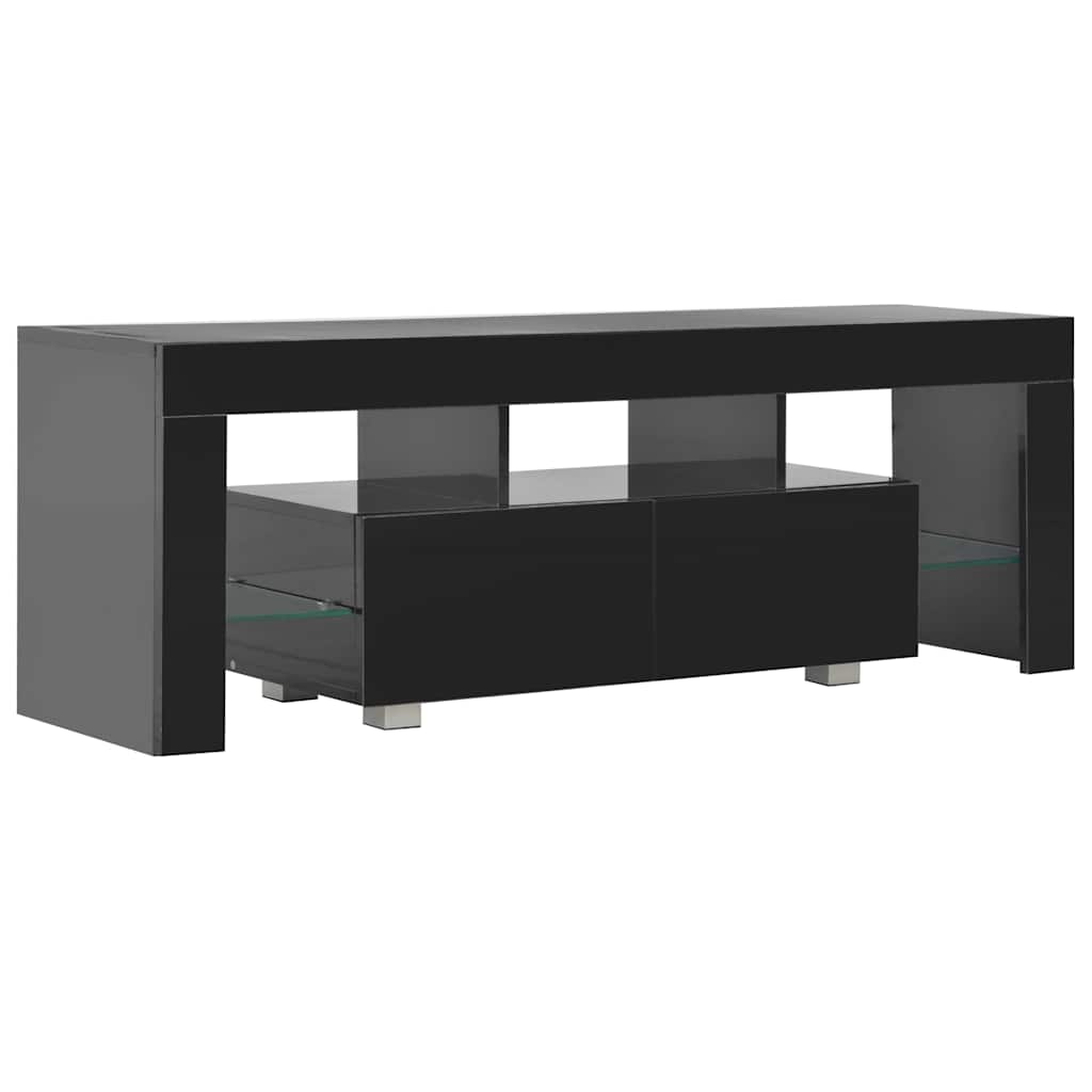 vidaXL Tv-meubel met LED-verlichting 130x35x45 cm hoogglans wit