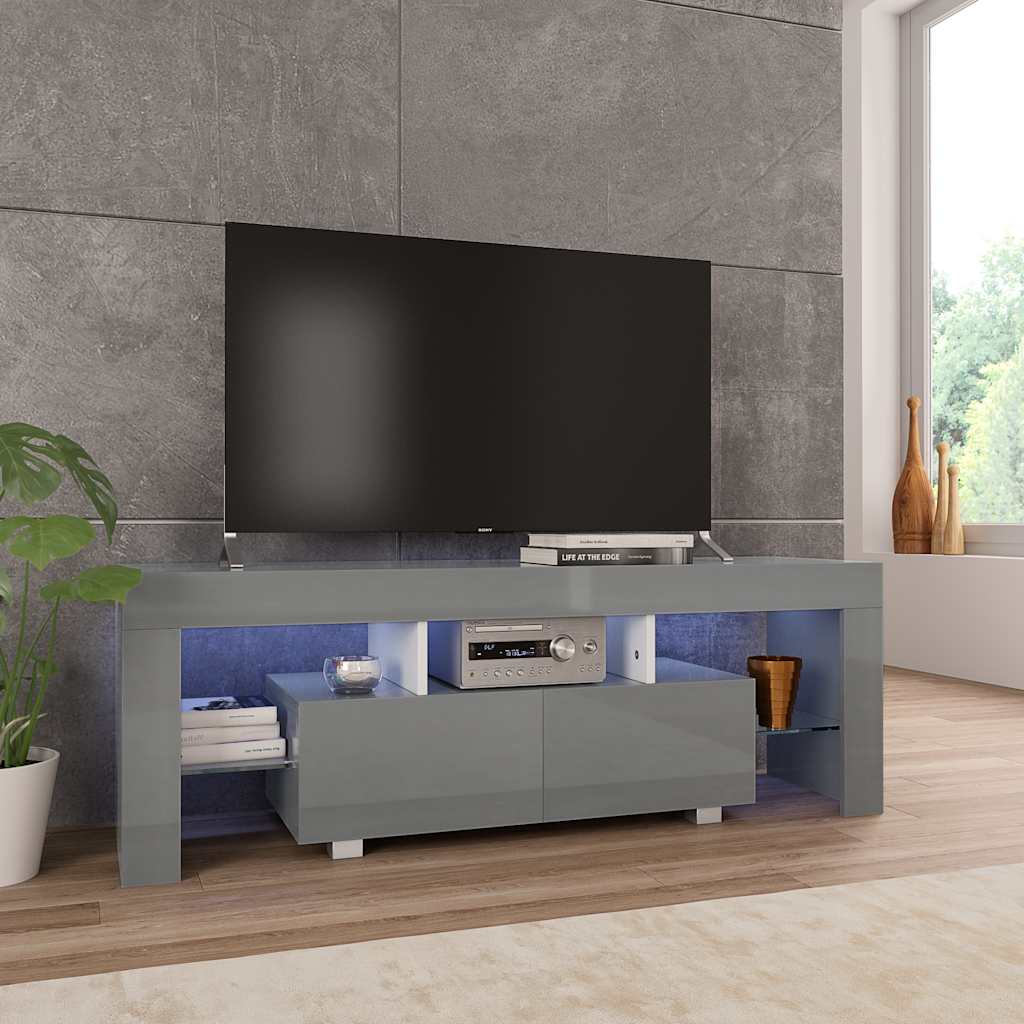 vidaXL Tv-meubel met LED-verlichting 130x35x45 cm hoogglans wit