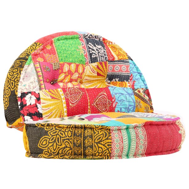 vidaXL Two-Seater Modular Patchwork Fabric Pouf