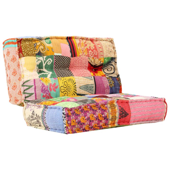 vidaXL Two-Seater Modular Patchwork Fabric Pouf