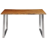 vidaXL Eettafel 140x80x75 cm massief acaciahout en roestvrij staal