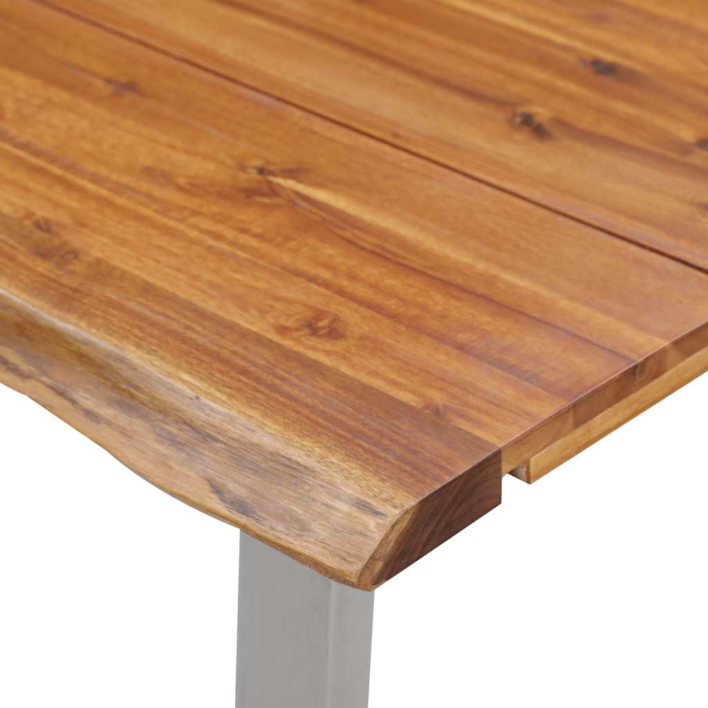 vidaXL Eettafel 140x80x75 cm massief acaciahout en roestvrij staal