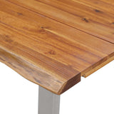 vidaXL Eettafel 140x80x75 cm massief acaciahout en roestvrij staal