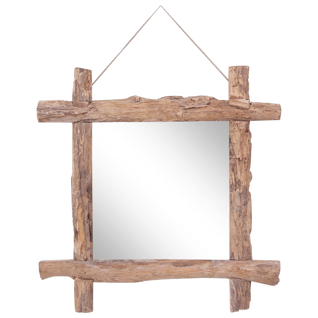 vidaXL Mirror wooden blocks 70x70 cm solid reclaimed wood