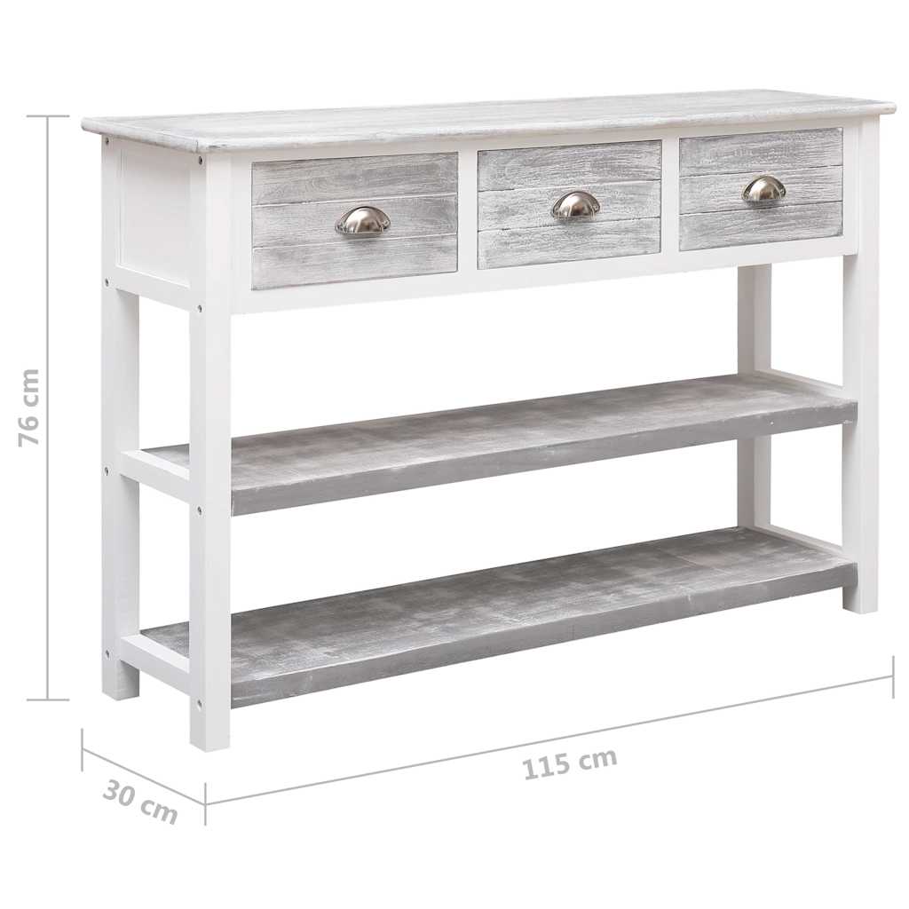 vidaXL Dressoir 115x30x76 cm hout antiekgrijs