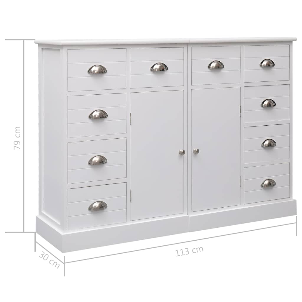 vidaXL Dressoir met 10 lades 113x30x79 cm hout bruin