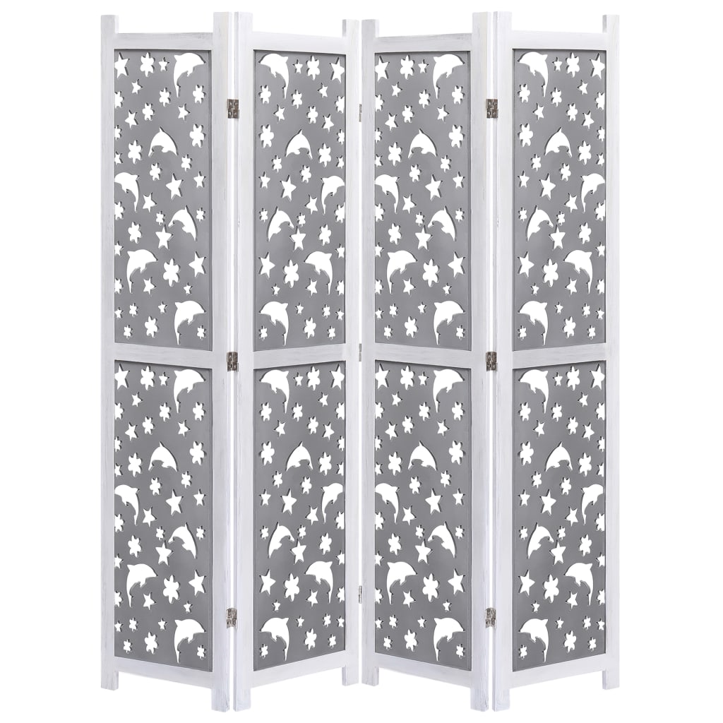 vidaXL Kamerscherm met 3 panelen 105x165 cm massief hout grijs