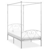 vidaXL Canopy Bed Frame Metal White 90x200 cm