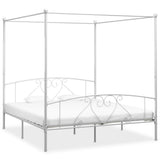 vidaXL Canopy Bed Frame Metal White 90x200 cm