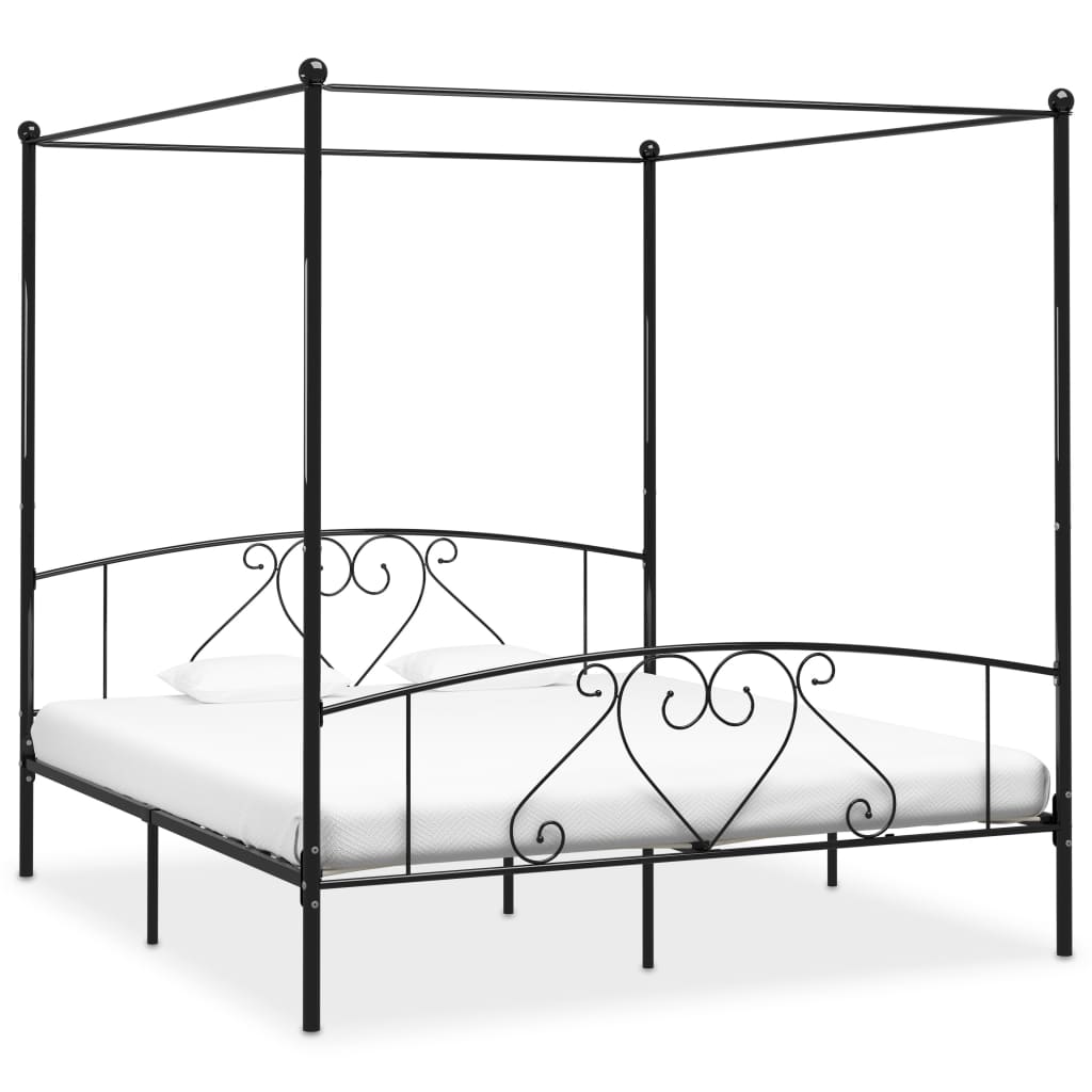vidaXL Canopy Bed Frame Metal White 90x200 cm